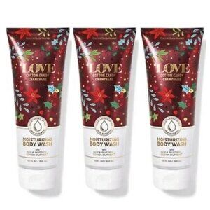Bath & Body Works Love Cotton Candy Champagne Moisturizing Body Wash (10 oz) x 3